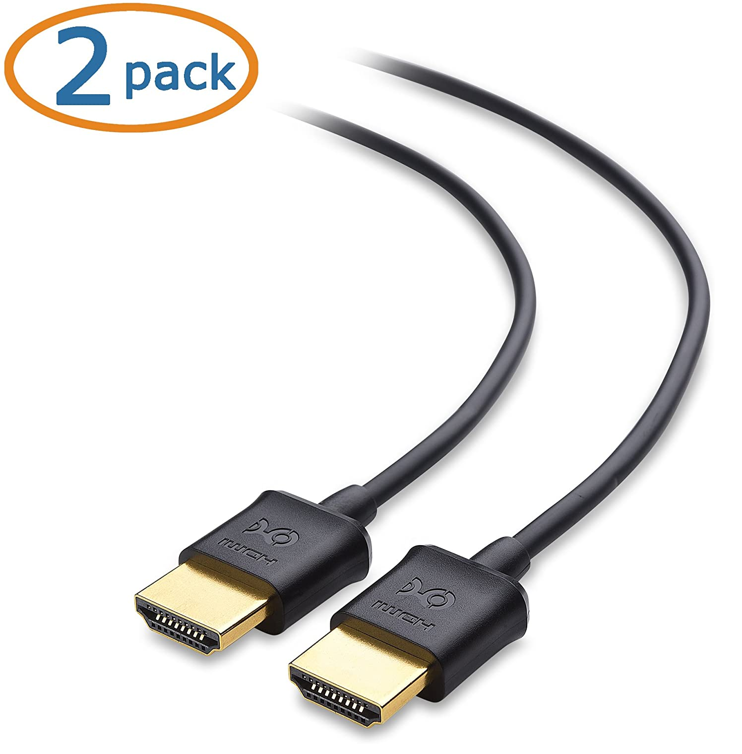 Cable Matters 2Pack Ultra Thin HDMI Cable 6 ft (Ultra Slim HDMI Cable